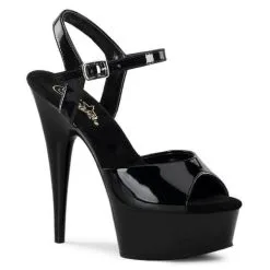 Pleaser | Lak Peep Toe Sandal | Zwart