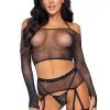 Leg Avenue | Rhinestone Fishnet Crop Top | 4-delige Set -BODY & HEALTH Verkoop 81618 001 01