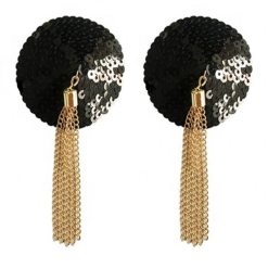 Diva | Sequin Pasties, Chain Tassels Zwart