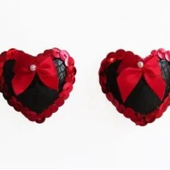 Mail & Female Miss Whips | Pasties Klein | Handmade -BODY & HEALTH Verkoop pasties hartje klein zwart rood